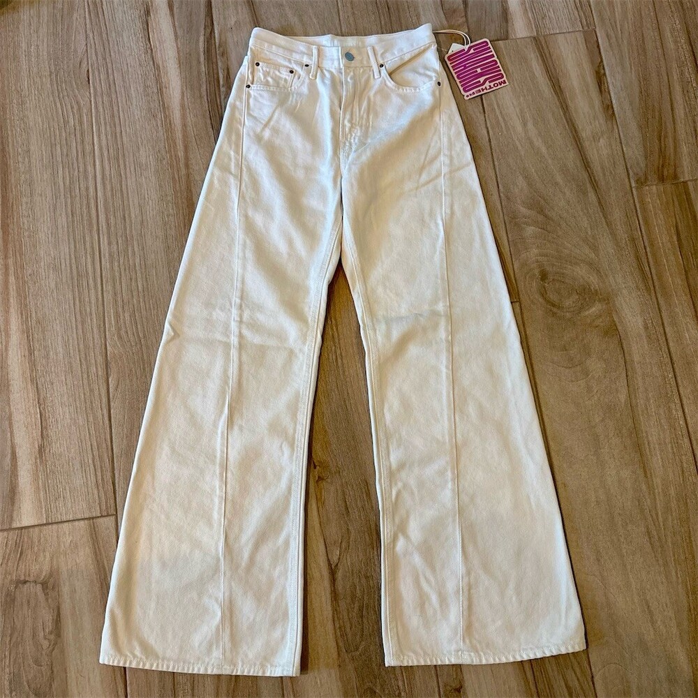 MOTHER The Shanks Jeans Womens Size 24 Ivory High-Rise Wide-Leg Denim - Picture 1 of 7